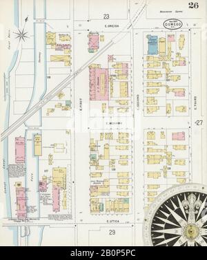 Bild 26 von Sanborn Fire Insurance Map aus Oswego, Oswego County, New York. Nov. 1897. 36 Blatt(e), Amerika, Straßenkarte mit einem Kompass Aus Dem 19. Jahrhundert Stockfoto