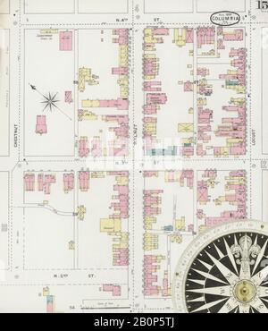 Bild 15 von Sanborn Fire Insurance Map aus Columbia, Lancaster County, Pennsylvania. August 1894. 17 Blatt(e), Amerika, Straßenkarte mit einem Kompass Aus Dem 19. Jahrhundert Stockfoto