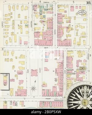 Bild 10 von Sanborn Fire Insurance Map aus Owego, Tioga County, New York. Februar 1898. 12 Blatt(e), Amerika, Straßenkarte mit einem Kompass Aus Dem 19. Jahrhundert Stockfoto