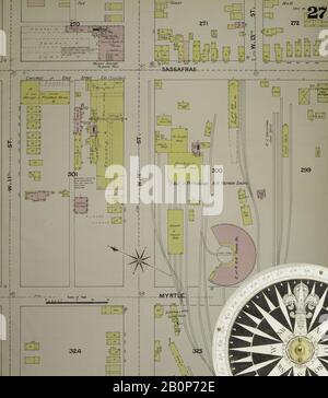 Bild 27 von Sanborn Fire Insurance Map aus Erie, Erie County, Pennsylvania. Im Jahre 1888. 36 Blatt(e). Bound, Amerika, Straßenkarte mit einem Kompass Aus Dem 19. Jahrhundert Stockfoto