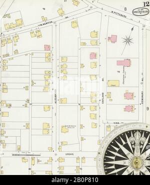 Bild 12 von Sanborn Fire Insurance Map aus Greensburg, Westmoreland County, Pennsylvania. Januar 1897. 15 Blatt(e), Amerika, Straßenkarte mit einem Kompass Aus Dem 19. Jahrhundert Stockfoto