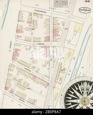 Bild 22 von Sanborn Fire Insurance Map aus Harrisburg, Dauphin County, Pennsylvania. Oktober 1884. 28 Blatt(e), Amerika, Straßenkarte mit einem Kompass Aus Dem 19. Jahrhundert Stockfoto