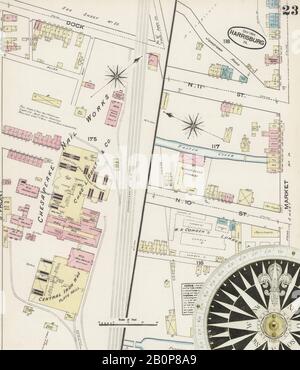 Bild 23 von Sanborn Fire Insurance Map aus Harrisburg, Dauphin County, Pennsylvania. Oktober 1884. 28 Blatt(e), Amerika, Straßenkarte mit einem Kompass Aus Dem 19. Jahrhundert Stockfoto