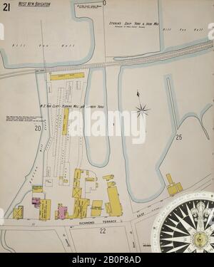 Bild 23 von Sanborn Fire Insurance Map von Staten Island (Borough Of Richmond), Richmond County, New York. 1898. 104 Blatt(e). Bound, Amerika, Straßenkarte mit einem Kompass Aus Dem 19. Jahrhundert Stockfoto