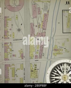 Bild 11 von Sanborn Fire Insurance Map aus Harrisburg, Dauphin County, Pennsylvania. 1890. 42 Blatt(e). Bound, Amerika, Straßenkarte mit einem Kompass Aus Dem 19. Jahrhundert Stockfoto