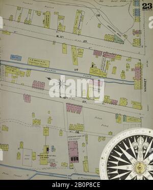 Bild 23 von Sanborn Fire Insurance Map aus Harrisburg, Dauphin County, Pennsylvania. 1890. 42 Blatt(e). Bound, Amerika, Straßenkarte mit einem Kompass Aus Dem 19. Jahrhundert Stockfoto