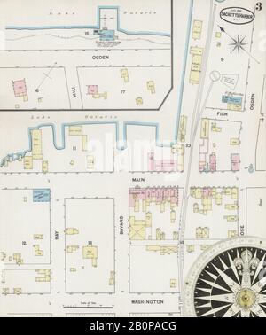 Bild 3 von Sanborn Fire Insurance Map aus Sackets Harbor, Jefferson County, New York. Juni 1890. 3 Blatt(e), Amerika, Straßenkarte mit einem Kompass Aus Dem 19. Jahrhundert Stockfoto