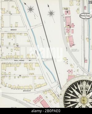 Bild 12 von Sanborn Fire Insurance Map aus Johnstown, Cambria County, Pennsylvania. August 1891. 21 Blatt(e), Amerika, Straßenkarte mit einem Kompass Aus Dem 19. Jahrhundert Stockfoto