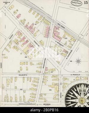 Bild 15 von Sanborn Fire Insurance Map aus Saratoga, Saratoga County, New York. Okt. 28 Blatt(e), Amerika, Straßenkarte mit einem Kompass Aus Dem 19. Jahrhundert Stockfoto