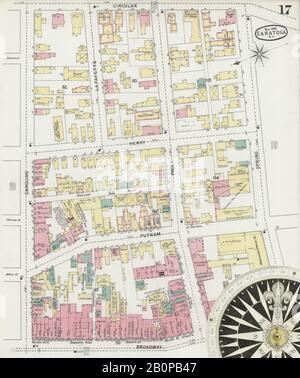 Bild 17 von Sanborn Fire Insurance Map aus Saratoga, Saratoga County, New York. Mai 1895. 30 Blatt(e), Amerika, Straßenkarte mit einem Kompass Aus Dem 19. Jahrhundert Stockfoto