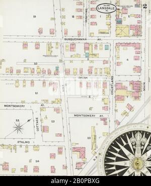 Bild 2 von Sanborn Fire Insurance Map aus Lansdale, Montgomery County, Pennsylvania. Sep. 3 Blatt(e), Amerika, Straßenkarte mit einem Kompass Aus Dem 19. Jahrhundert Stockfoto