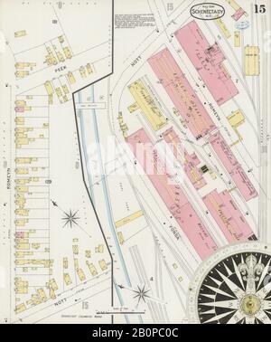 Bild 15 von Sanborn Fire Insurance Map aus Schenectady, Schenectady County, New York. Mai 1894. 37 Blatt(e), Amerika, Straßenkarte mit einem Kompass Aus Dem 19. Jahrhundert Stockfoto