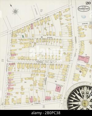 Bild 20 von Sanborn Fire Insurance Map aus Schenectady, Schenectady County, New York. Mai 1894. 37 Blatt(e), Amerika, Straßenkarte mit einem Kompass Aus Dem 19. Jahrhundert Stockfoto