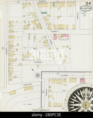 Bild 24 von Sanborn Fire Insurance Map aus Schenectady, Schenectady County, New York. Mai 1894. 37 Blatt(e), Amerika, Straßenkarte mit einem Kompass Aus Dem 19. Jahrhundert Stockfoto