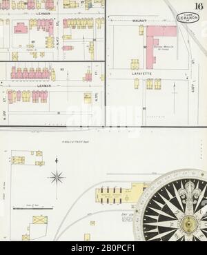 Bild 16 von Sanborn Fire Insurance Map aus Libanon, Libanon County, Pennsylvania. Feb. 17 Blatt(e), Amerika, Straßenkarte mit einem Kompass Aus Dem 19. Jahrhundert Stockfoto