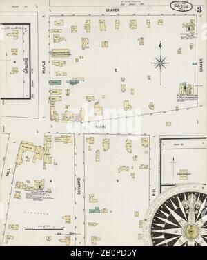 Bild 3 von Sanborn Fire Insurance Map aus Sodus, Wayne County, New York. Okt. 3 Blatt(e), Amerika, Straßenkarte mit einem Kompass Aus Dem 19. Jahrhundert Stockfoto