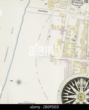 Bild 12 von Sanborn Fire Insurance Map aus McKeesport, Allegheny County, Pennsylvania. Sep. 15 Blatt(e), Amerika, Straßenkarte mit einem Kompass Aus Dem 19. Jahrhundert Stockfoto