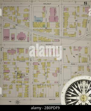 Bild 9 von Sanborn Fire Insurance Map aus McKeesport, Allegheny County, Pennsylvania. 1894. 40 Blatt(e). Bound, Amerika, Straßenkarte mit einem Kompass Aus Dem 19. Jahrhundert Stockfoto