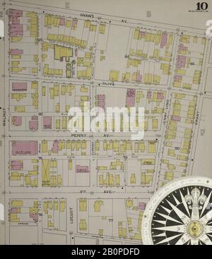 Bild 11 von Sanborn Fire Insurance Map aus McKeesport, Allegheny County, Pennsylvania. 1894. 40 Blatt(e). Bound, Amerika, Straßenkarte mit einem Kompass Aus Dem 19. Jahrhundert Stockfoto
