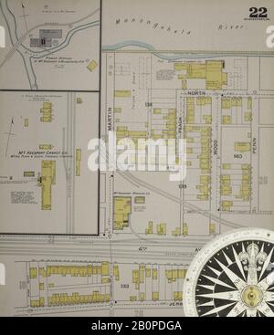 Bild 23 von Sanborn Fire Insurance Map aus McKeesport, Allegheny County, Pennsylvania. 1894. 40 Blatt(e). Bound, Amerika, Straßenkarte mit einem Kompass Aus Dem 19. Jahrhundert Stockfoto