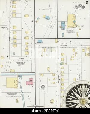 Bild 5 von Sanborn Fire Insurance Map aus Tuckahoe, Westchester County, New York. Apr. 1898. 5 Blatt(e), Amerika, Straßenkarte mit einem Kompass Aus Dem 19. Jahrhundert Stockfoto