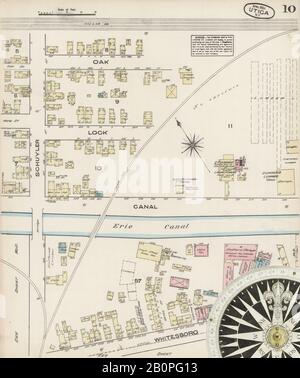 Bild 10 von Sanborn Fire Insurance Map aus Utica, Oneida County, New York. Apr. 20 Blatt(e), Amerika, Straßenkarte mit einem Kompass Aus Dem 19. Jahrhundert Stockfoto