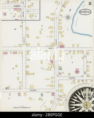 Bild 2 von Sanborn Fire Insurance Map von Wappingers Falls, Dutchess County, New York. Nov. 1892. 4 Blatt(e), Amerika, Straßenkarte mit einem Kompass Aus Dem 19. Jahrhundert Stockfoto