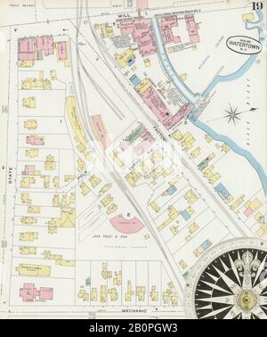 Bild 19 von Sanborn Fire Insurance Map aus Watertown, Jefferson County, New York. November 1895. 34 Blatt(e), Amerika, Straßenkarte mit einem Kompass Aus Dem 19. Jahrhundert Stockfoto