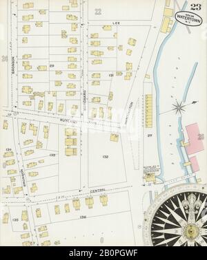 Bild 23 von Sanborn Fire Insurance Map aus Watertown, Jefferson County, New York. November 1895. 34 Blatt(e), Amerika, Straßenkarte mit einem Kompass Aus Dem 19. Jahrhundert Stockfoto