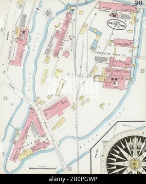 Bild 26 von Sanborn Fire Insurance Map aus Watertown, Jefferson County, New York. November 1895. 34 Blatt(e), Amerika, Straßenkarte mit einem Kompass Aus Dem 19. Jahrhundert Stockfoto