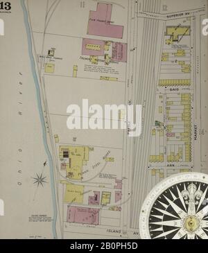 Bild 14 von Sanborn Fire Insurance Map aus Allegheny, Allegheny County, Pennsylvania. 1893. 125 Blatt(e). Bound, Amerika, Straßenkarte mit einem Kompass Aus Dem 19. Jahrhundert Stockfoto