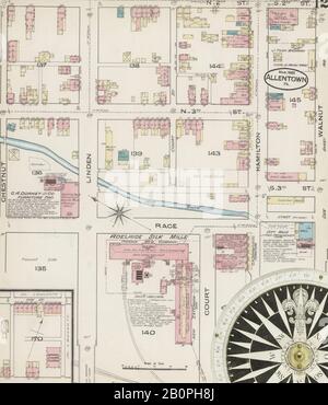 Bild 12 von Sanborn Fire Insurance Map aus Allentown, Lehigh County, Pennsylvania. März 1885. 25 Blatt(e), Amerika, Straßenkarte mit einem Kompass Aus Dem 19. Jahrhundert Stockfoto