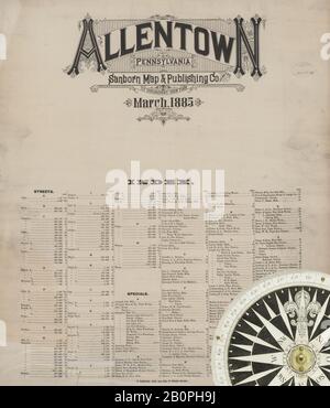 Bild 25 von Sanborn Fire Insurance Map aus Allentown, Lehigh County, Pennsylvania. März 1885. 25 Blatt(e), Amerika, Straßenkarte mit einem Kompass Aus Dem 19. Jahrhundert Stockfoto