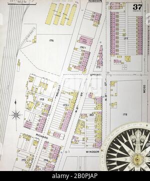 Bild 37 von Sanborn Fire Insurance Map aus Reading, Berks County, Pennsylvania. Im Jahr 1887. 48 Blatt(e). Bound, Amerika, Straßenkarte mit einem Kompass Aus Dem 19. Jahrhundert Stockfoto