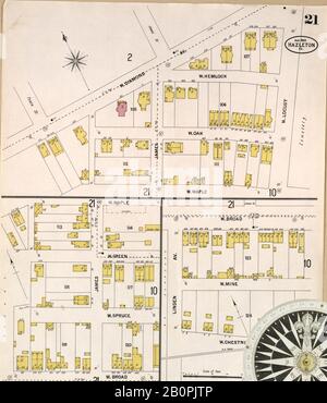 Bild 21 von Sanborn Fire Insurance Map aus Springfield, Greene County, Missouri. August 1902. 38 Blatt(e), Amerika, Straßenkarte mit einem Kompass Aus Dem 19. Jahrhundert Stockfoto