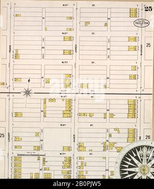 Bild 25 von Sanborn Fire Insurance Map aus Springfield, Greene County, Missouri. August 1902. 38 Blatt(e), Amerika, Straßenkarte mit einem Kompass Aus Dem 19. Jahrhundert Stockfoto