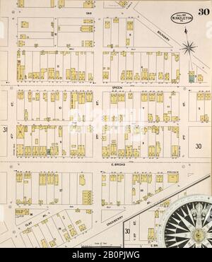 Bild 30 von Sanborn Fire Insurance Map aus Springfield, Greene County, Missouri. August 1902. 38 Blatt(e), Amerika, Straßenkarte mit einem Kompass Aus Dem 19. Jahrhundert Stockfoto