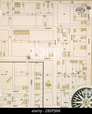 Bild 32 von Sanborn Fire Insurance Map aus Springfield, Greene County, Missouri. August 1902. 38 Blatt(e), Amerika, Straßenkarte mit einem Kompass Aus Dem 19. Jahrhundert Stockfoto