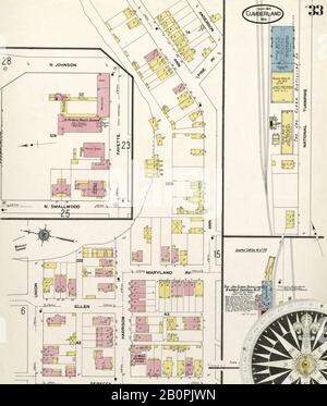 Bild 33 von Sanborn Fire Insurance Map aus Springfield, Greene County, Missouri. August 1902. 38 Blatt(e), Amerika, Straßenkarte mit einem Kompass Aus Dem 19. Jahrhundert Stockfoto