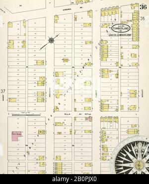 Bild 36 von Sanborn Fire Insurance Map aus Springfield, Greene County, Missouri. August 1902. 38 Blatt(e), Amerika, Straßenkarte mit einem Kompass Aus Dem 19. Jahrhundert Stockfoto