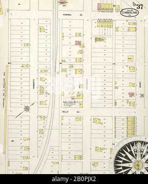 Bild 37 von Sanborn Fire Insurance Map aus Springfield, Greene County, Missouri. August 1902. 38 Blatt(e), Amerika, Straßenkarte mit einem Kompass Aus Dem 19. Jahrhundert Stockfoto