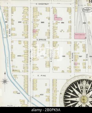 Bild 14 von Sanborn Fire Insurance Map aus Shamokin, Northumberland County, Pennsylvania. August 1891. 15 Blatt(e), Amerika, Straßenkarte mit einem Kompass Aus Dem 19. Jahrhundert Stockfoto
