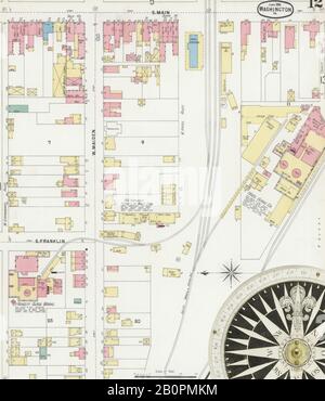 Bild 12 von Sanborn Fire Insurance Map aus Washington, Washington County, Pennsylvania. Juni 1896. 18 Blatt(e), Amerika, Straßenkarte mit einem Kompass Aus Dem 19. Jahrhundert Stockfoto