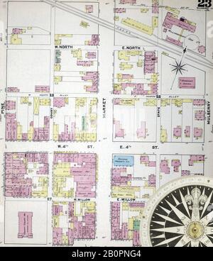 Bild 23 von Sanborn Fire Insurance Map aus Williamsport, Lycoming County, Pennsylvania. Im Jahre 1891. 56 Blatt(e). Bound, Amerika, Straßenkarte mit einem Kompass Aus Dem 19. Jahrhundert Stockfoto