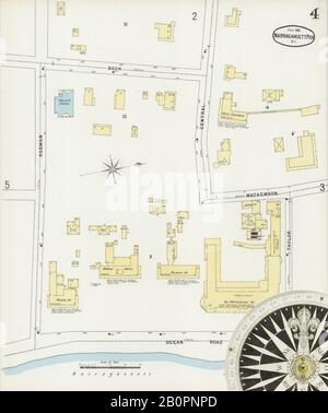 Bild 4 von Sanborn Fire Insurance Map vom Narragansett Pier, Washington County, Rhode Island. Juli 1896. 5 Blatt(e), Amerika, Straßenkarte mit einem Kompass Aus Dem 19. Jahrhundert Stockfoto