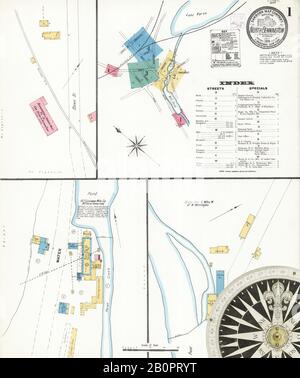 Bild 1 von Sanborn Fire Insurance Map aus North Bennington, Bennington County, Vermont. Juli 1906. 5 Blatt(e), Amerika, Straßenkarte mit einem Kompass Aus Dem 19. Jahrhundert Stockfoto