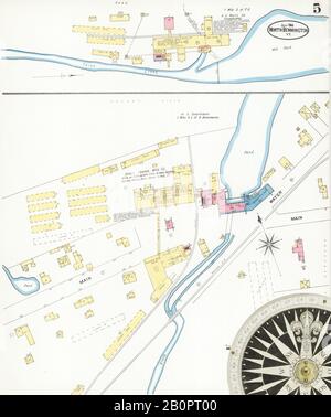 Bild 5 von Sanborn Fire Insurance Map aus North Bennington, Bennington County, Vermont. Juli 1906. 5 Blatt(e), Amerika, Straßenkarte mit einem Kompass Aus Dem 19. Jahrhundert Stockfoto