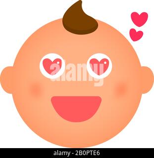 Cartoon Baby Gesicht Emoticon Vektor Illustration / Herz Stock Vektor