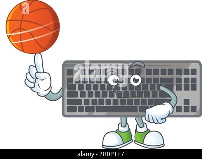 Eine starke schwarze Cartoon-Figur mit Basketball Stock Vektor
