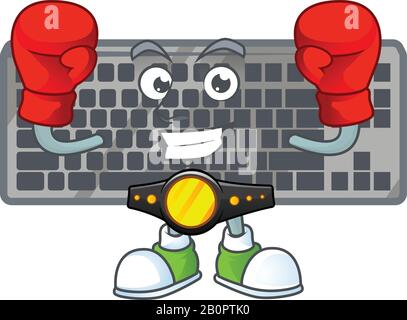 Ein sportlicher Boxing-schwarzer Cartoon-Charakter-Stil mit schwarzer Tastatur Stock Vektor